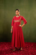 Juniper Gulnaar Riwaayat Maroon Anarkali Dress