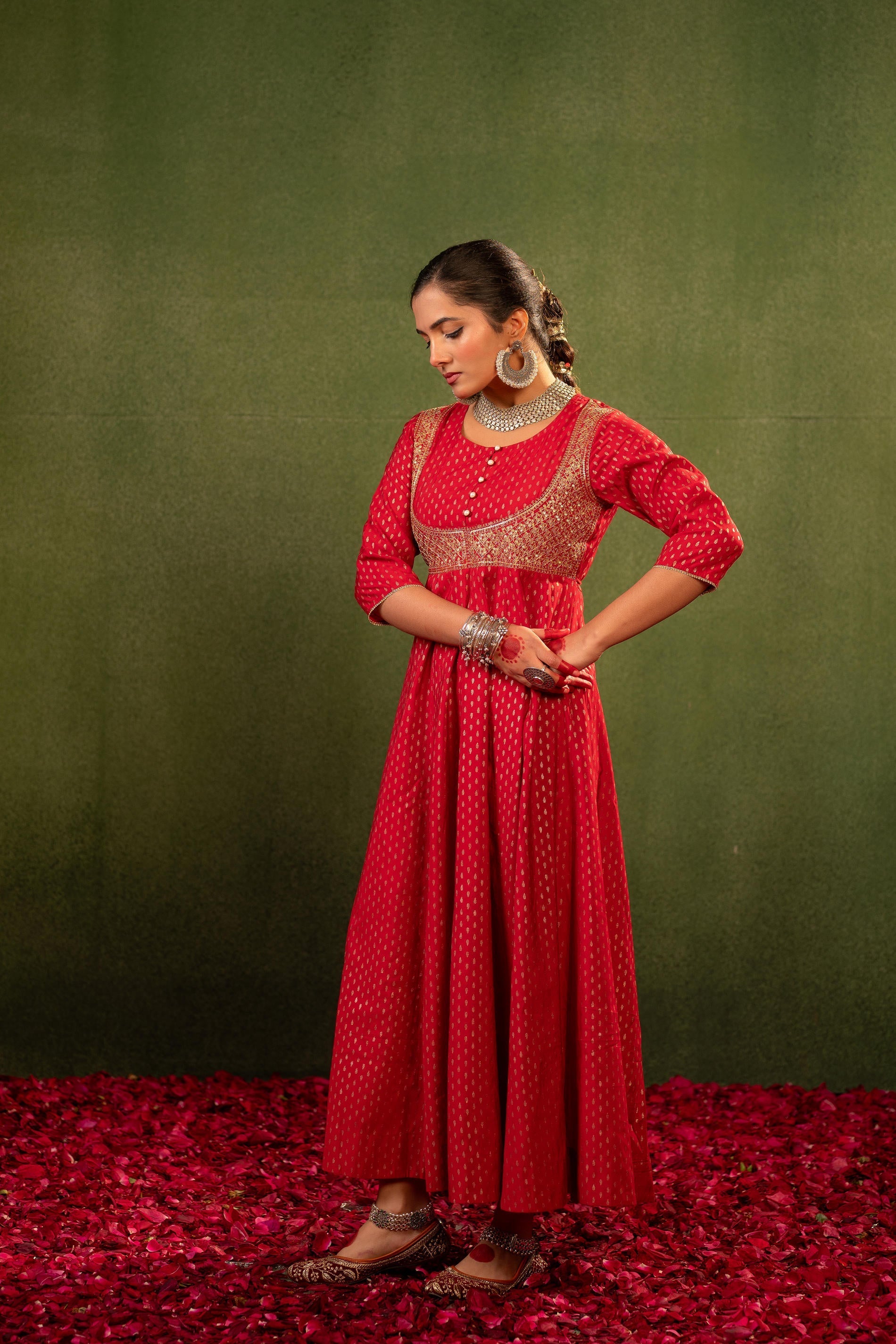 Juniper Gulnaar Riwaayat Maroon Anarkali Dress