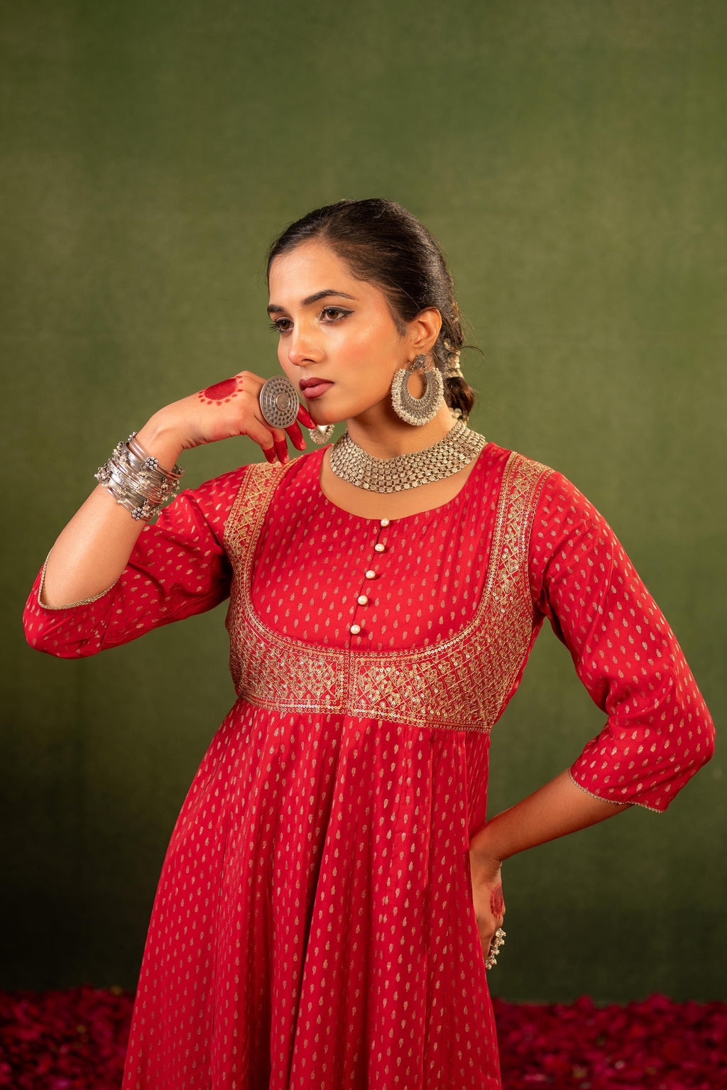 Juniper Gulnaar Riwaayat Maroon Anarkali Dress