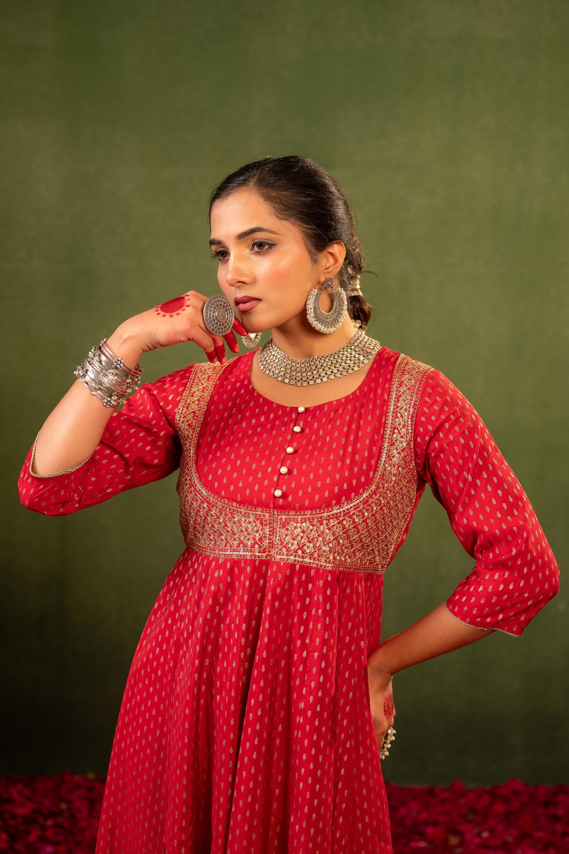 Juniper Gulnaar Riwaayat Maroon Anarkali Dress