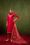 Juniper Laal Gulnaar Heritage Embroidered Kurta Set