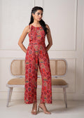 Juniper Rust Multi-Motif Bohemian Printed Sleeveless Jumpsuit