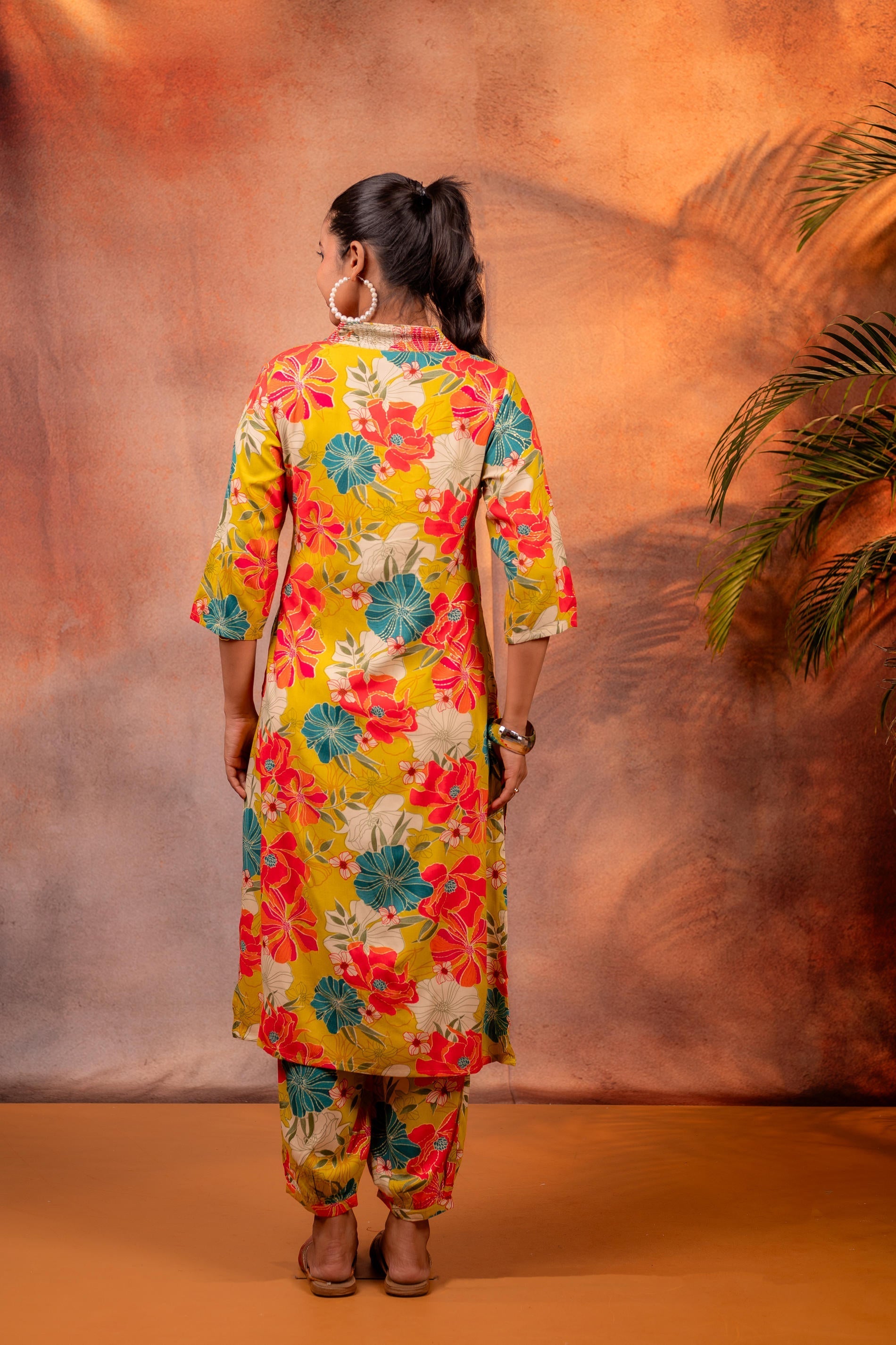 Juniper Sunflora Bloom Printed Kurta Set