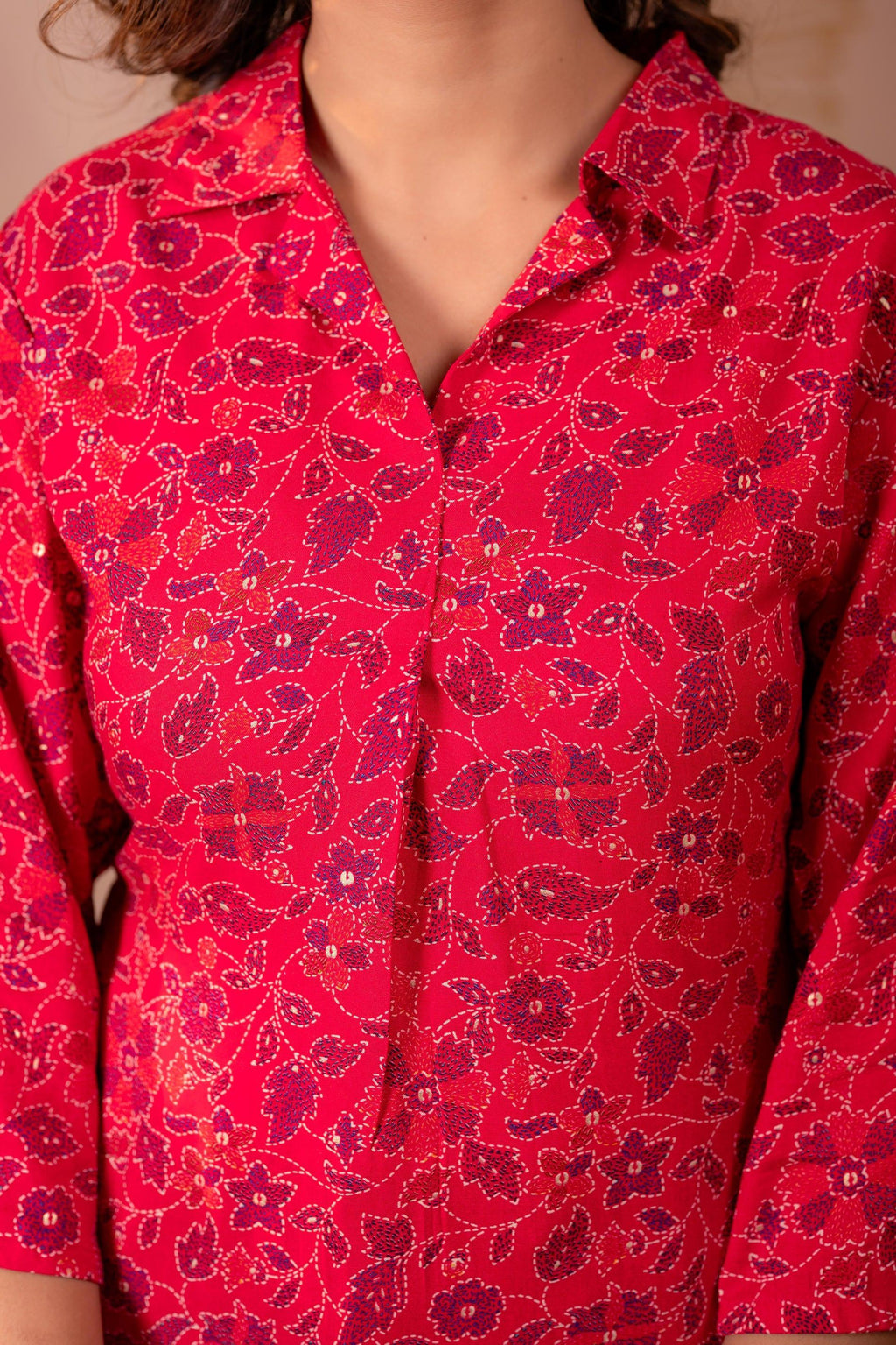 Juniper Fuchsia Floral Printed Straight Kurta