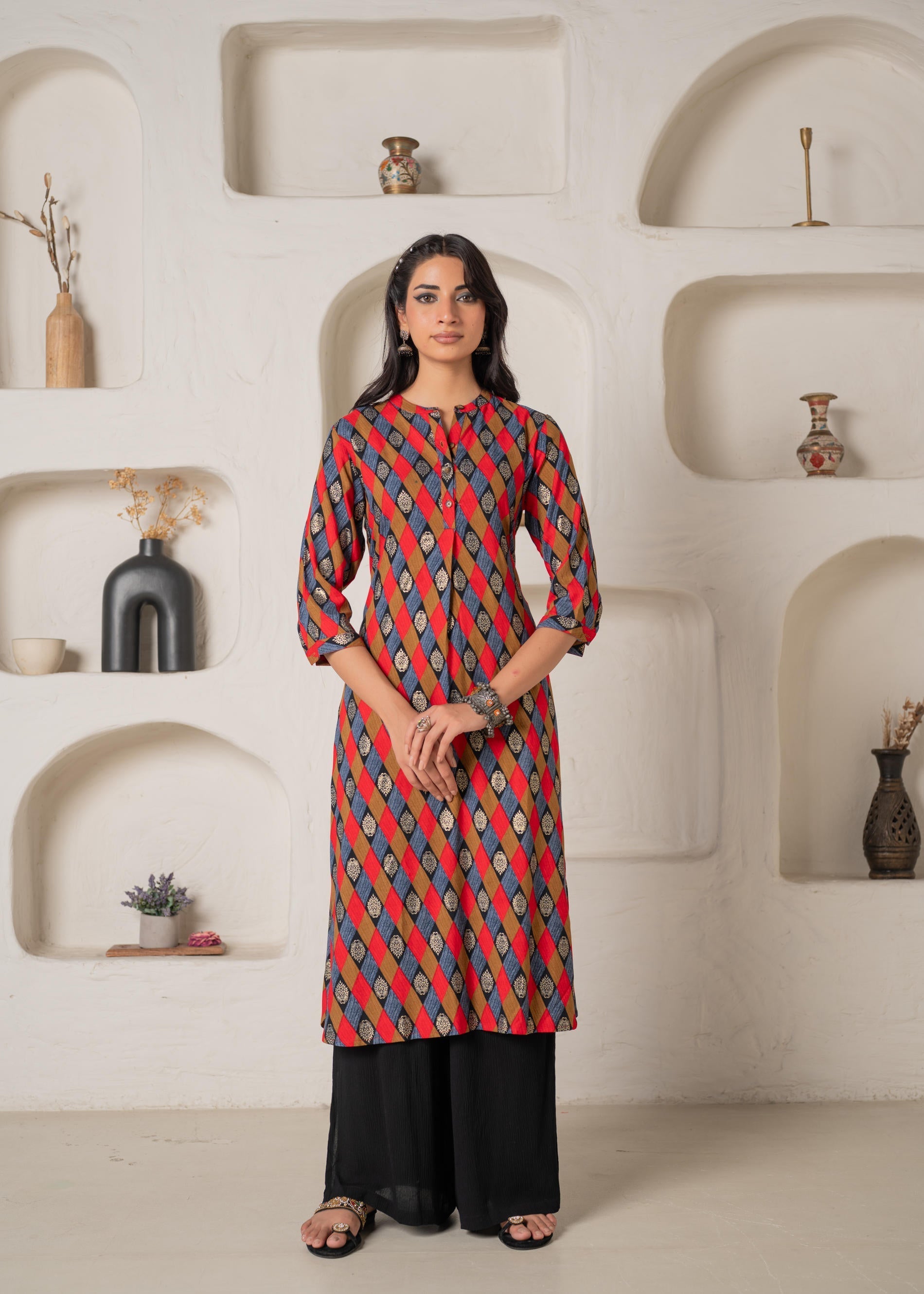 Juniper Geometric Printed Straight Kurta