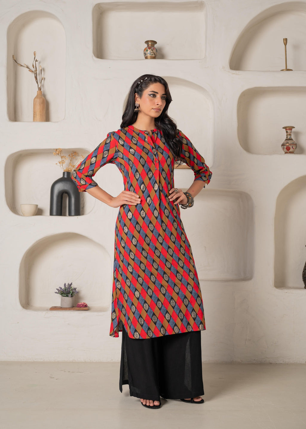 Juniper Geometric Printed Straight Kurta