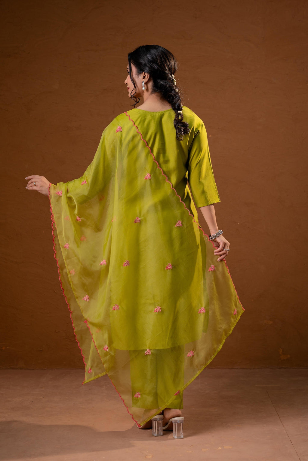 Juniper Green Embroidered Straight Kurta Set With Dupatta