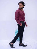 Diva Globe Checkard Lapel Collar Shirt