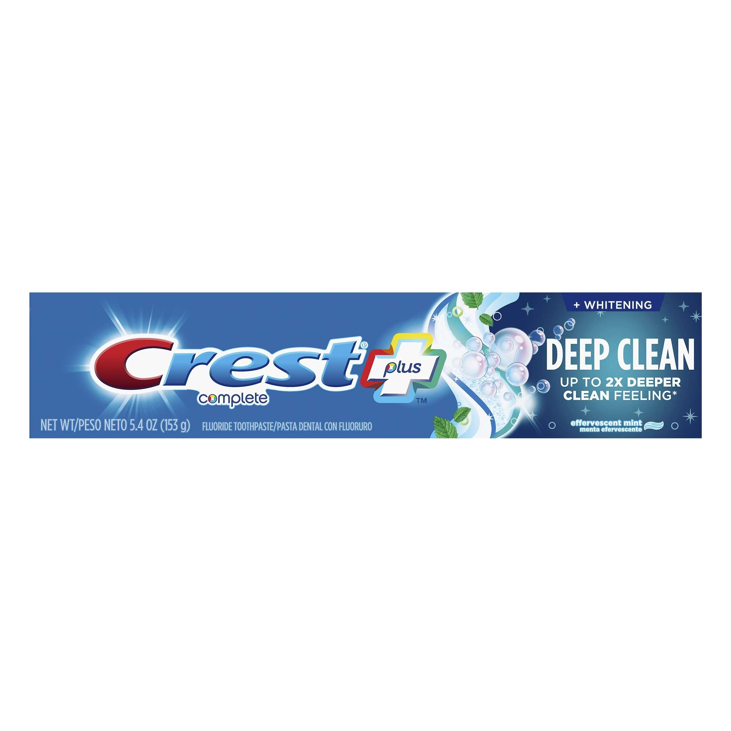 Crest Complete Whitening Fluoride Toothpaste Plus Deep Clean Effervescent Mint, 5.4 Oz
