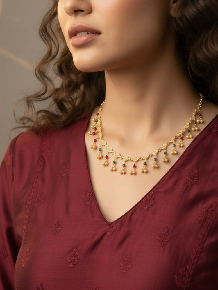 NVR Women Gold Plated Multicolour Minimal chain