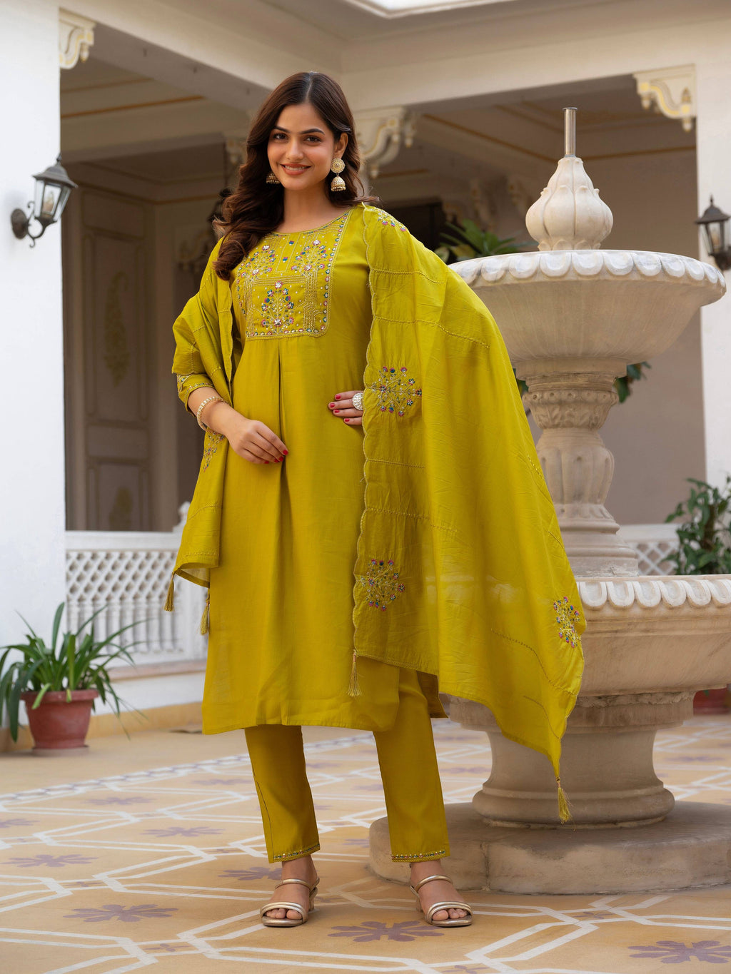 Pramukh Fab Mustard Color Viscose Mango Silk Kurta Set