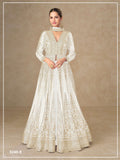 Teeya Creation White Color Chinon Silk Heavy Embroidery Work Party Wear Long Gown