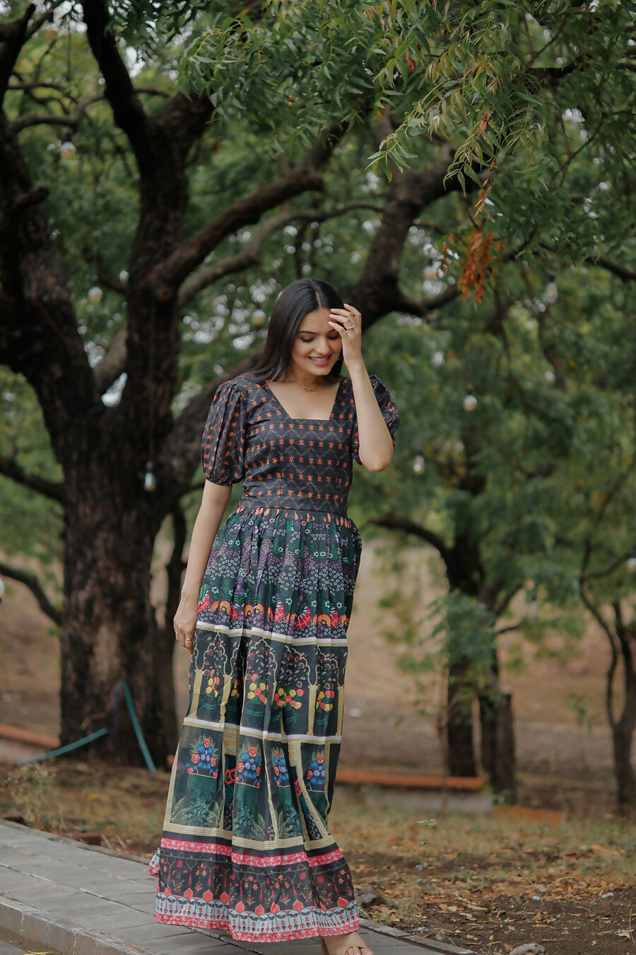 Aayaa Pure Chanderi Gown With Heavy Digital Print - Multi Color