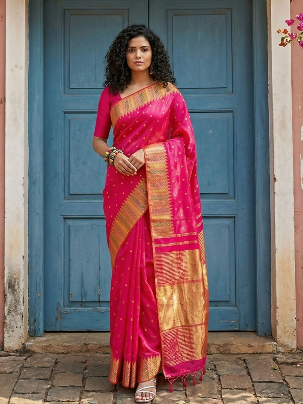 Shree Shyam Fashion Pink Silk Blend Saree