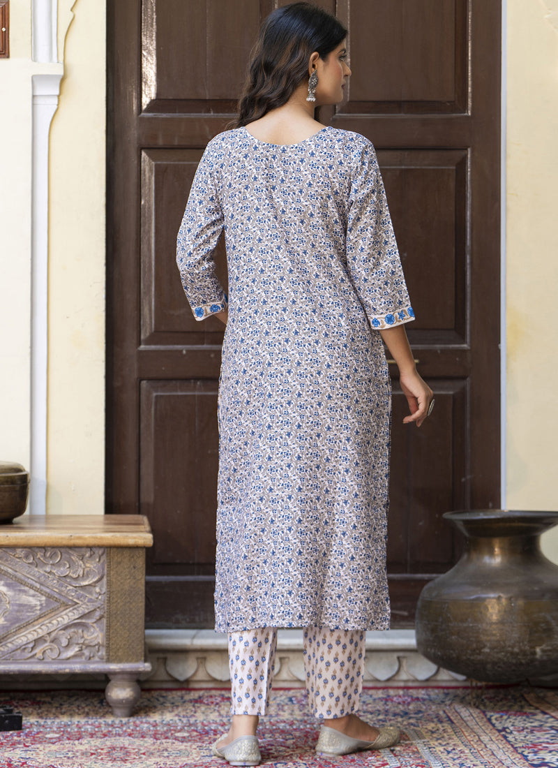 Vegaa Fashion Light-Beige Cotton Kota Checks Salwar Suit
