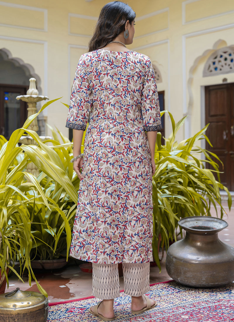 Vegaa Fashion Cream Cotton Kota Checks Salwar Suit