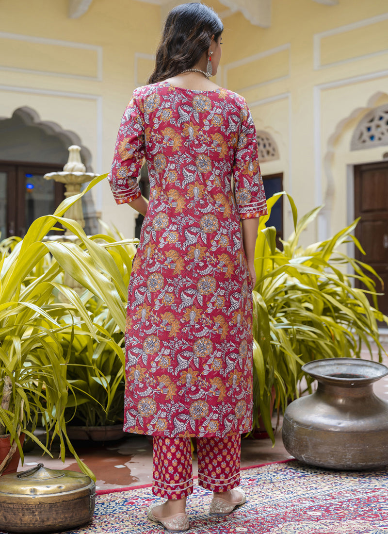 Vegaa Fashion Pink Cotton Kota Checks Salwar Suit