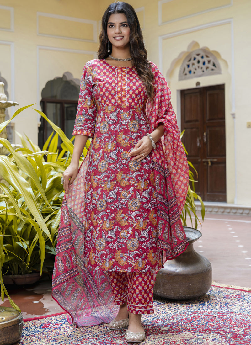 Vegaa Fashion Pink Cotton Kota Checks Salwar Suit