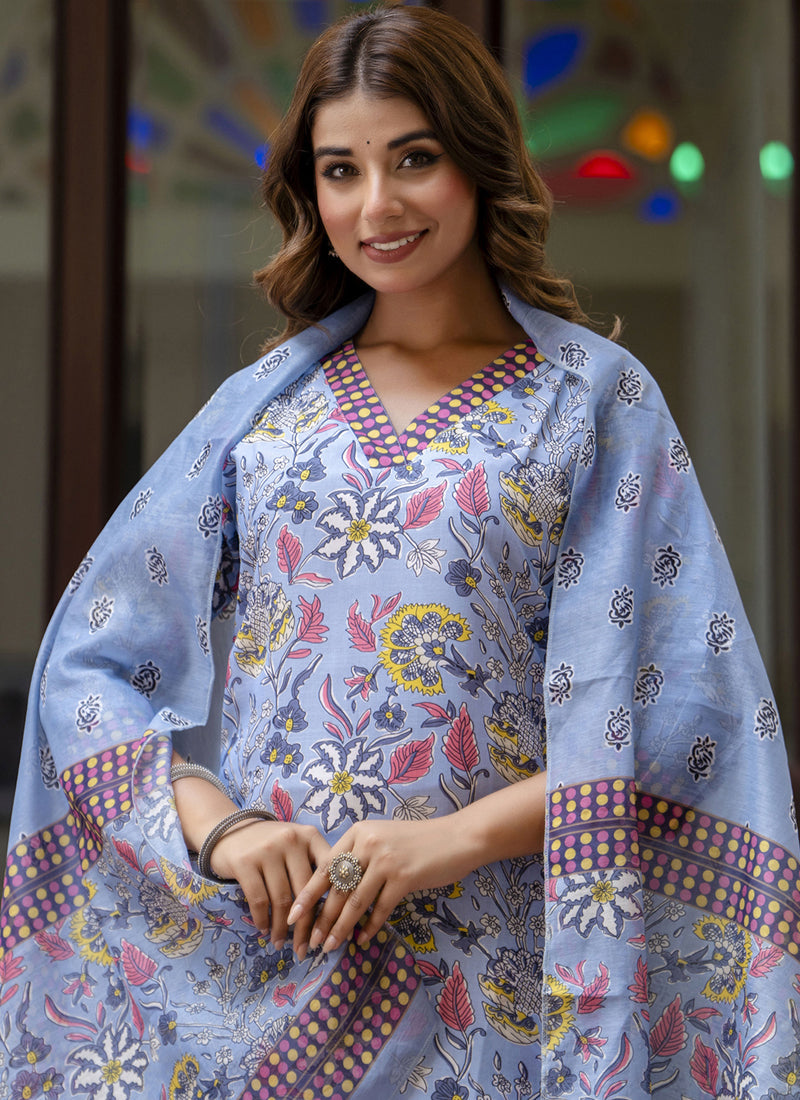 Vegaa Fashion Off-White Cotton Kota Checks Salwar Suit