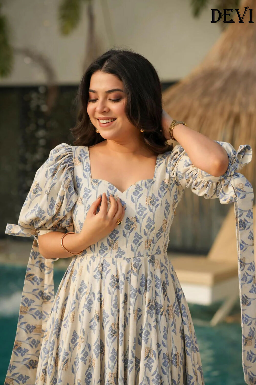 Aayaa Designer Printed Full Flared Gown - Multi Color