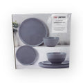 Top Notch Grey Stoneware 12-Piece Dinnerware Set