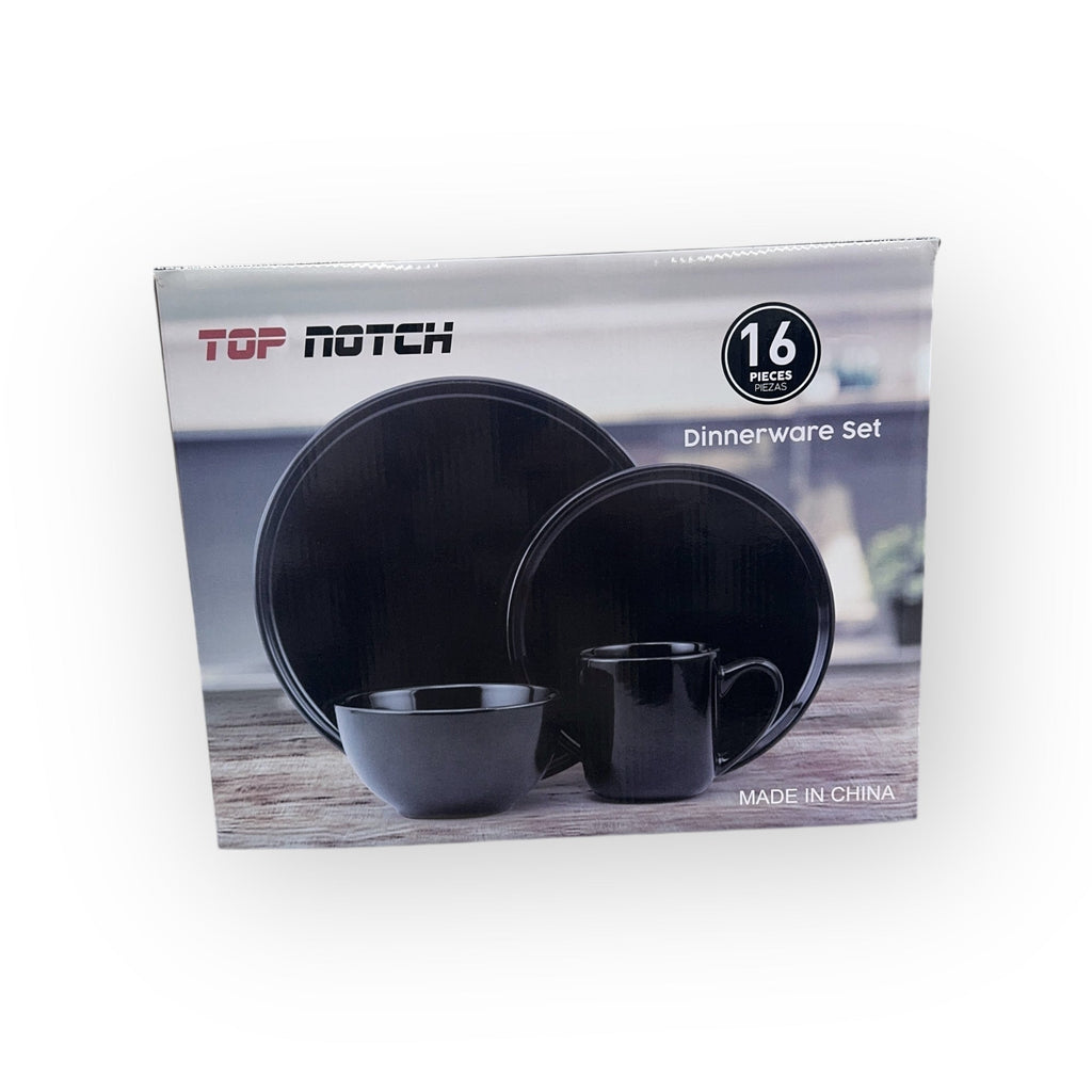 Top Notch – Black 16-Piece Dinnerware Set