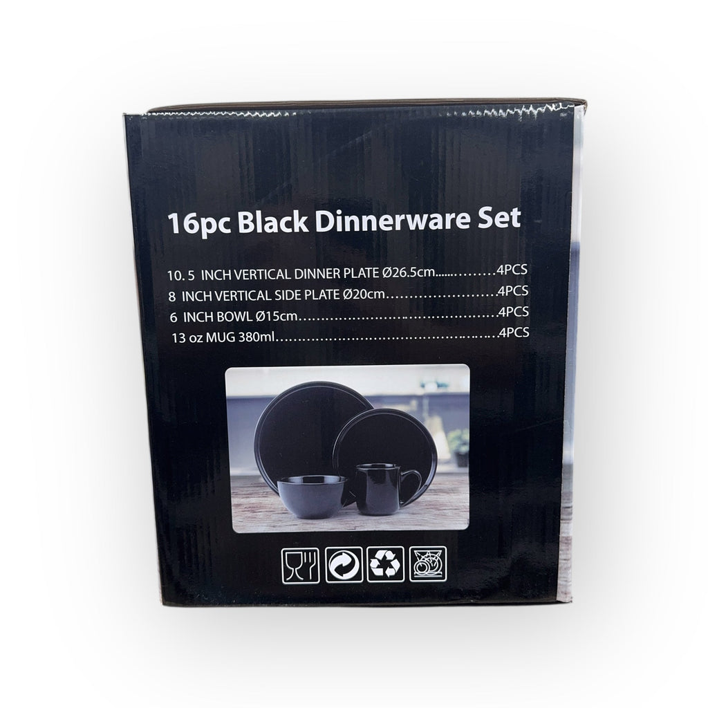 Top Notch – Black 16-Piece Dinnerware Set