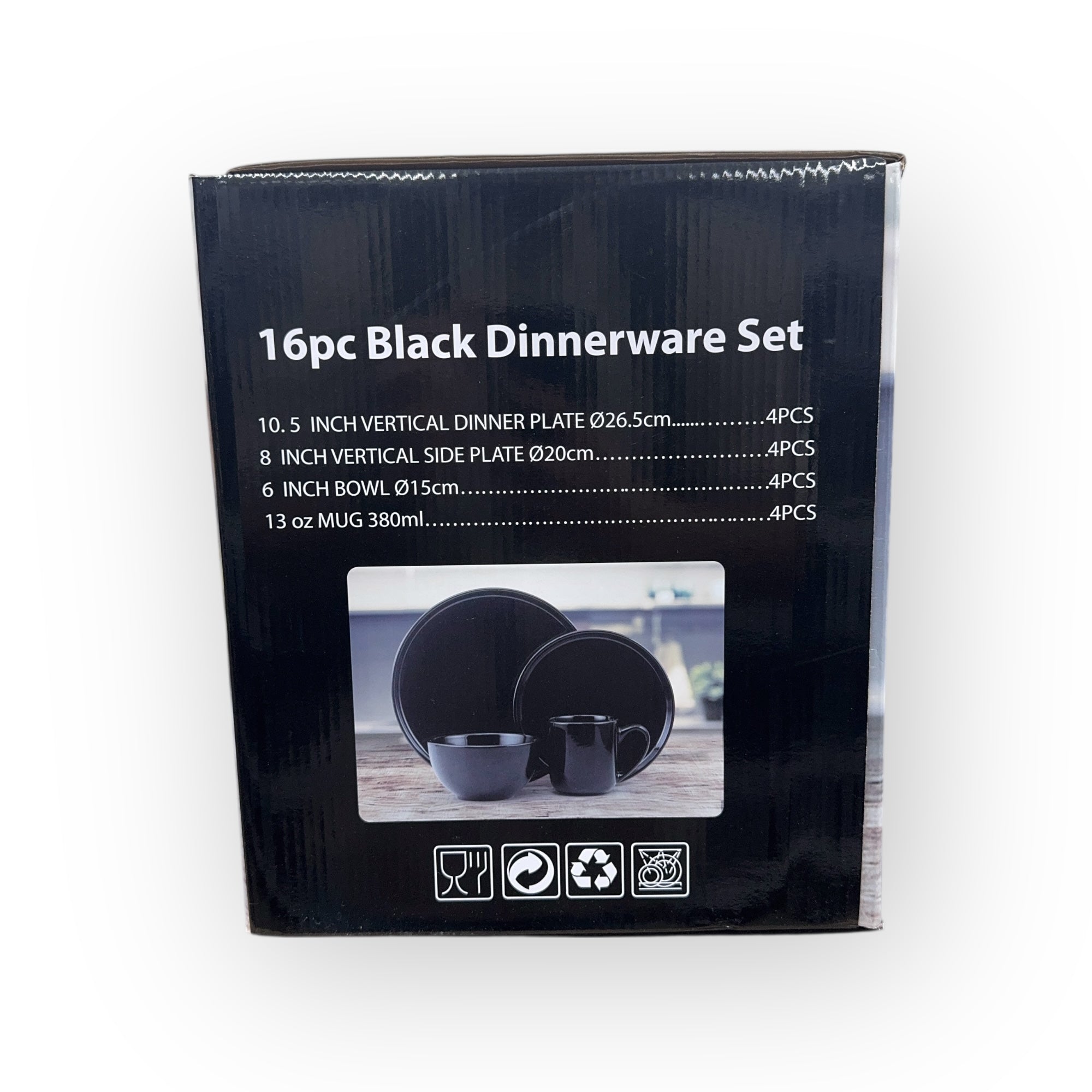 Top Notch – Black 16-Piece Dinnerware Set