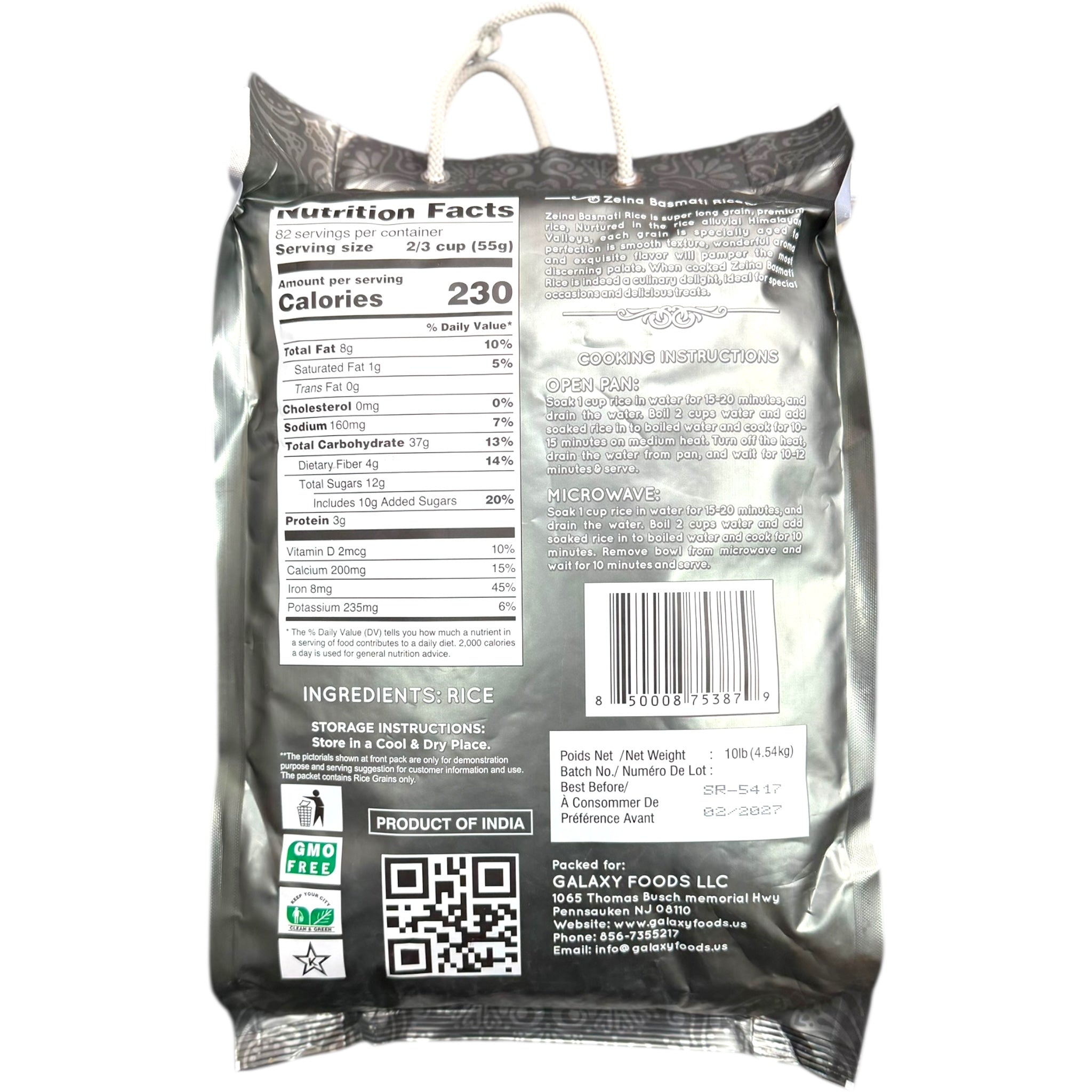 Zeina Basmati Extra Long Rice 10Lb