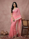 Anaita Pink Cotton Saree With Blouse