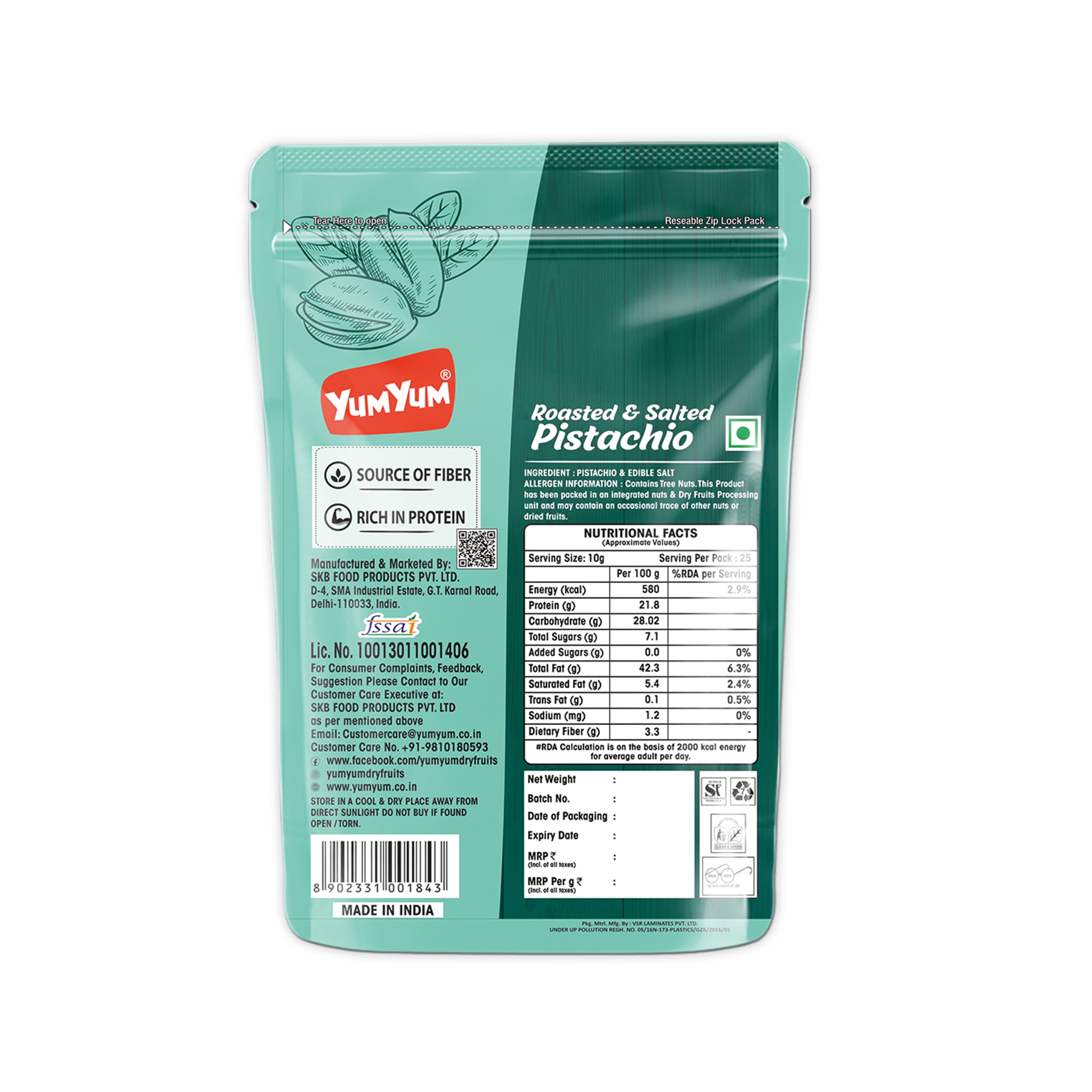 Yum Yum Roasted & Salted Pistachios Pouch
