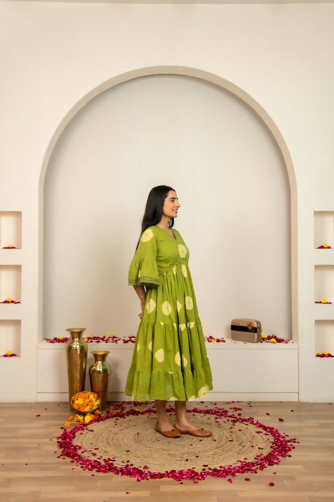 Joban Fashion Green Tie & Dye Cotton Dress