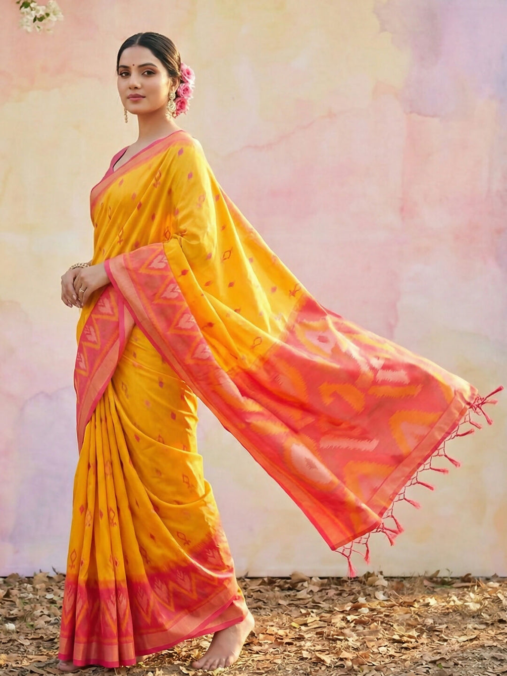 Shree Shyam Fashion Yellow Soft Silk Saree