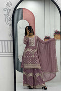 Teeya Creation Womens New Heavy Fox Georgette Fabric With Heavy Embroidery Work Kurta Set