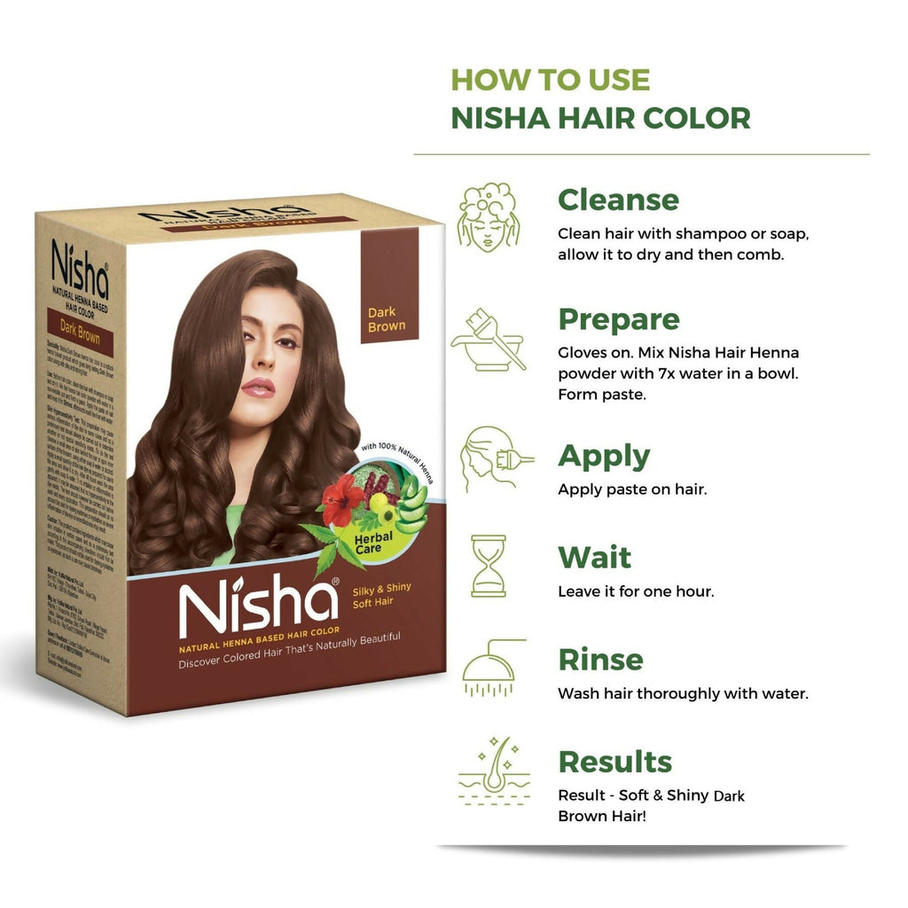 Nisha Henna Based Hair Colour for Women & Men Dark Brown