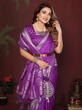 Anaita Purple Zari Weaving Work Satin Silk Saree With Blouse