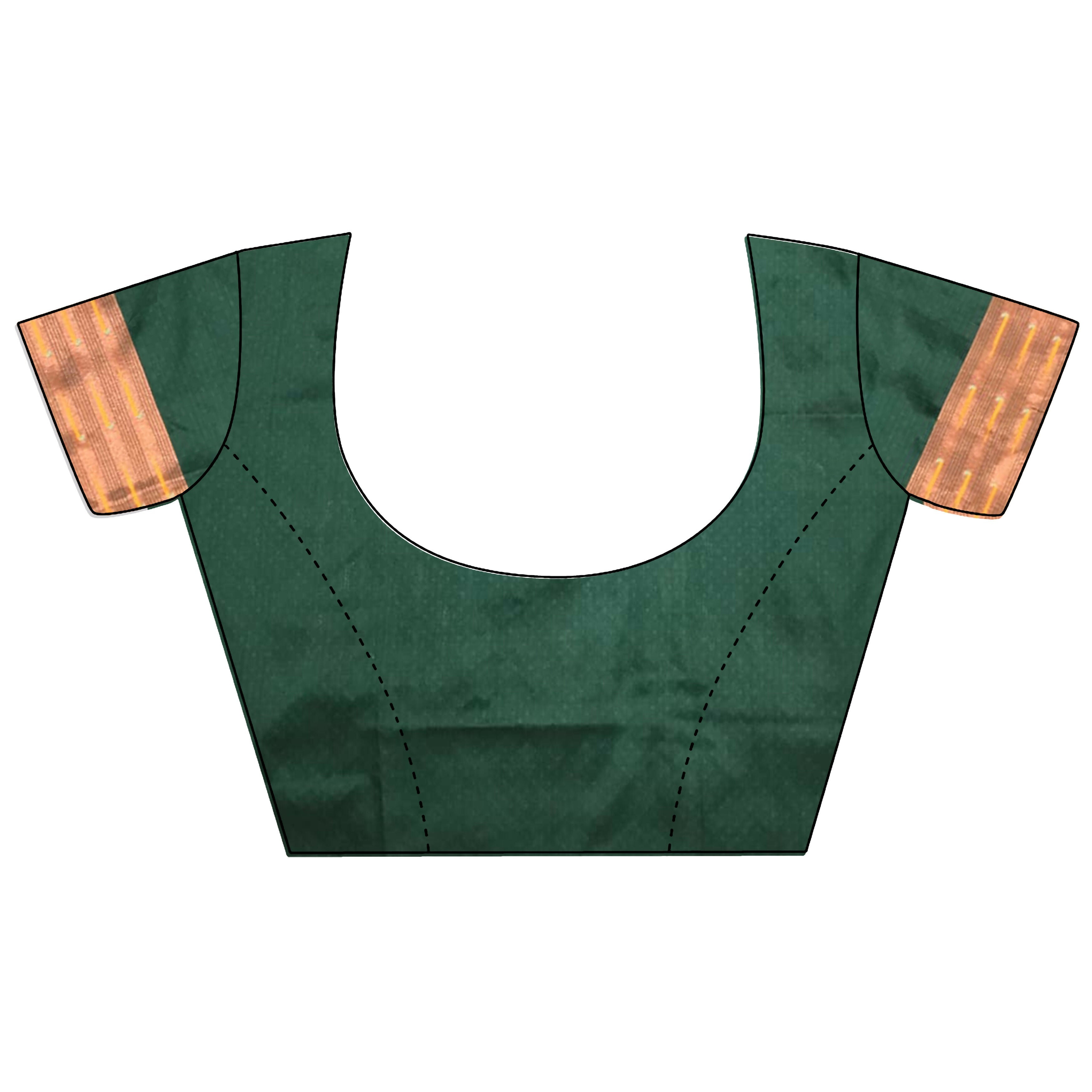 Joban Fashion Green Jacquard Butti Soft Lichi Silk Paithani Saree