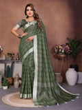 Aastha Fashion Mehndi Linen Weaving Saree