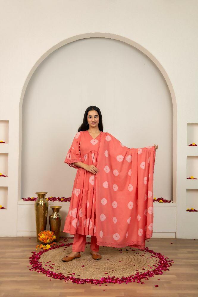 Joban Fashion Pink Tie & Dye Cotton Suit Set