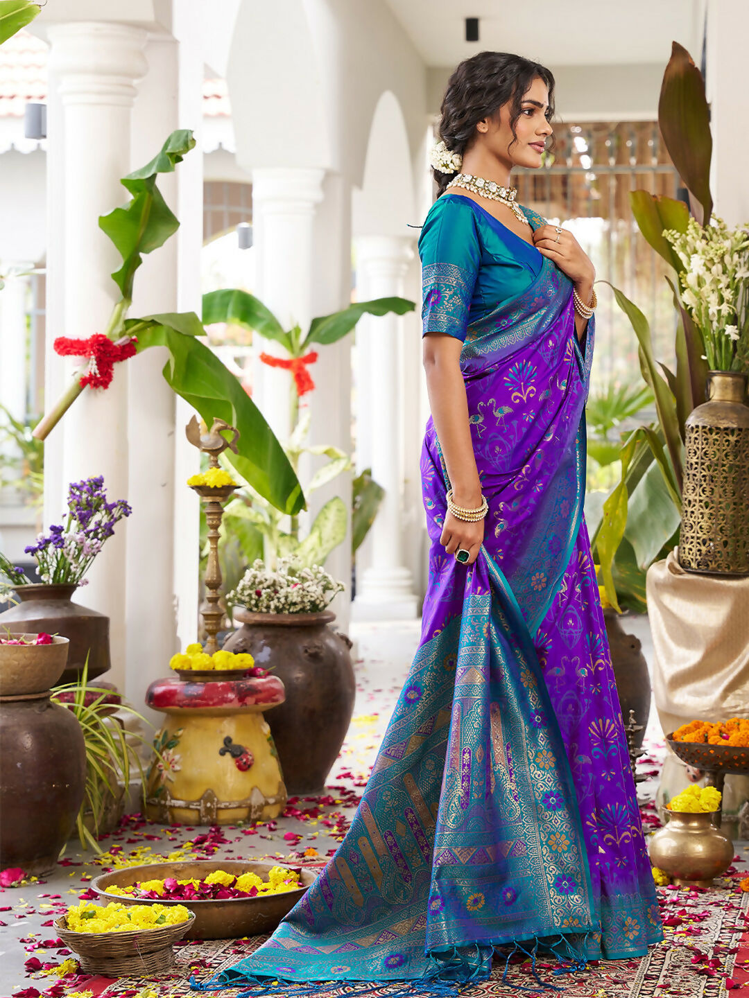 Shree Shyam Fashion Violet Soft Silk Saree