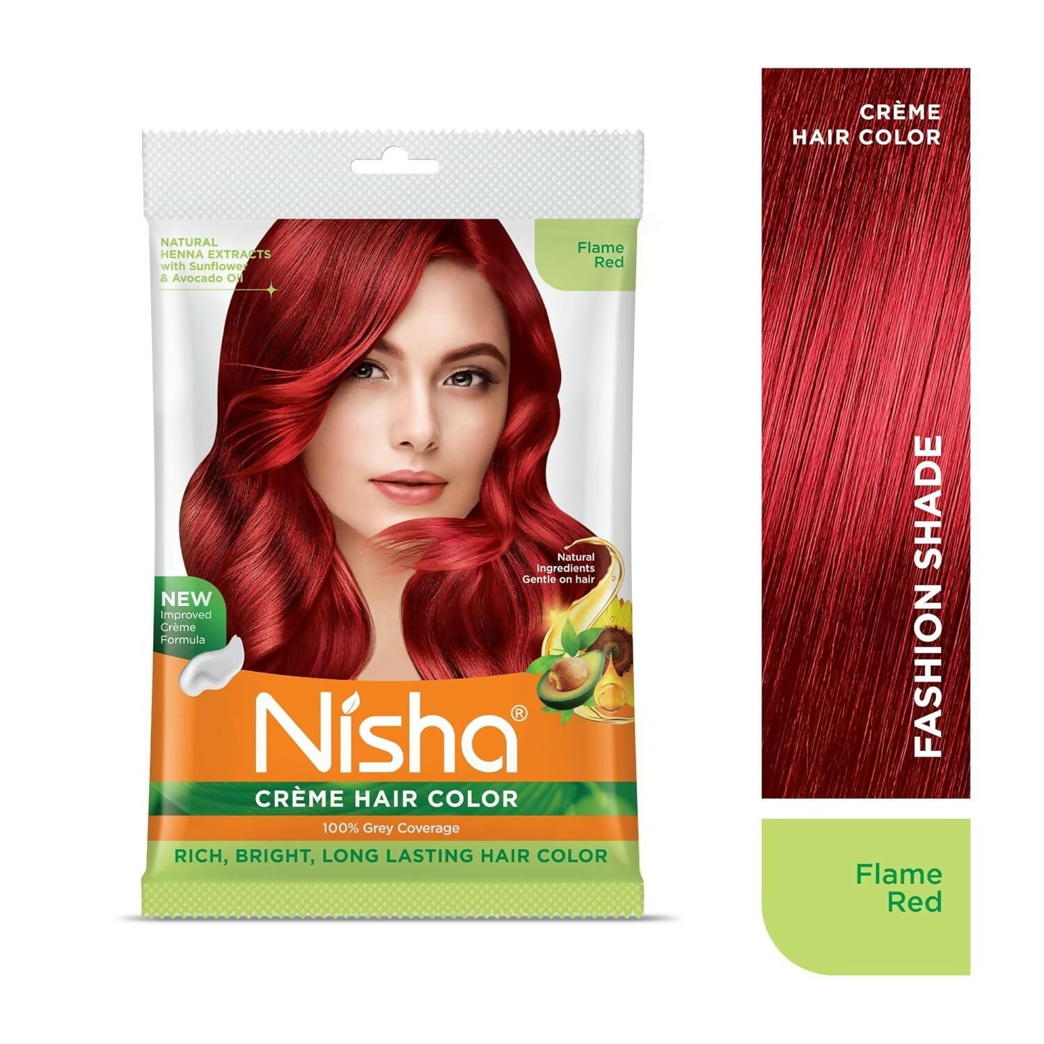 Nisha Creme Hair Color for Women & Men - Flame Red
