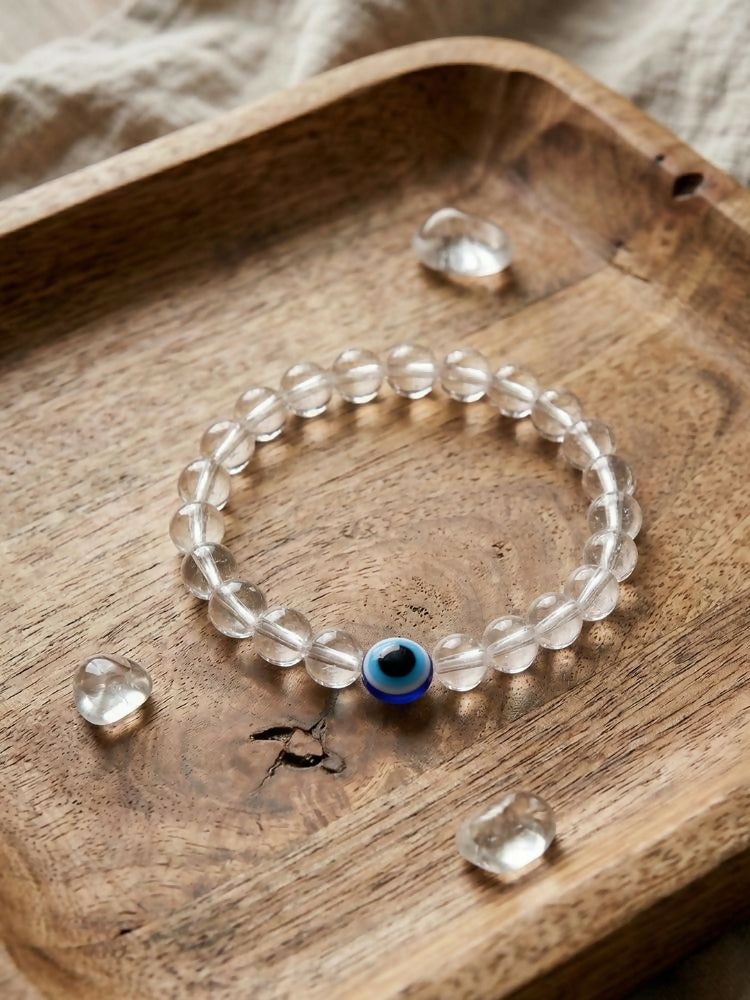 NVR White Crystal Evil Eye Bracelet for Men & Women