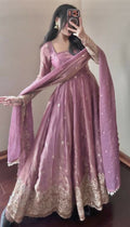 Teeya Creation Onion Fendy Silk Designer Heavy Work Wedding Wear Long Gown
