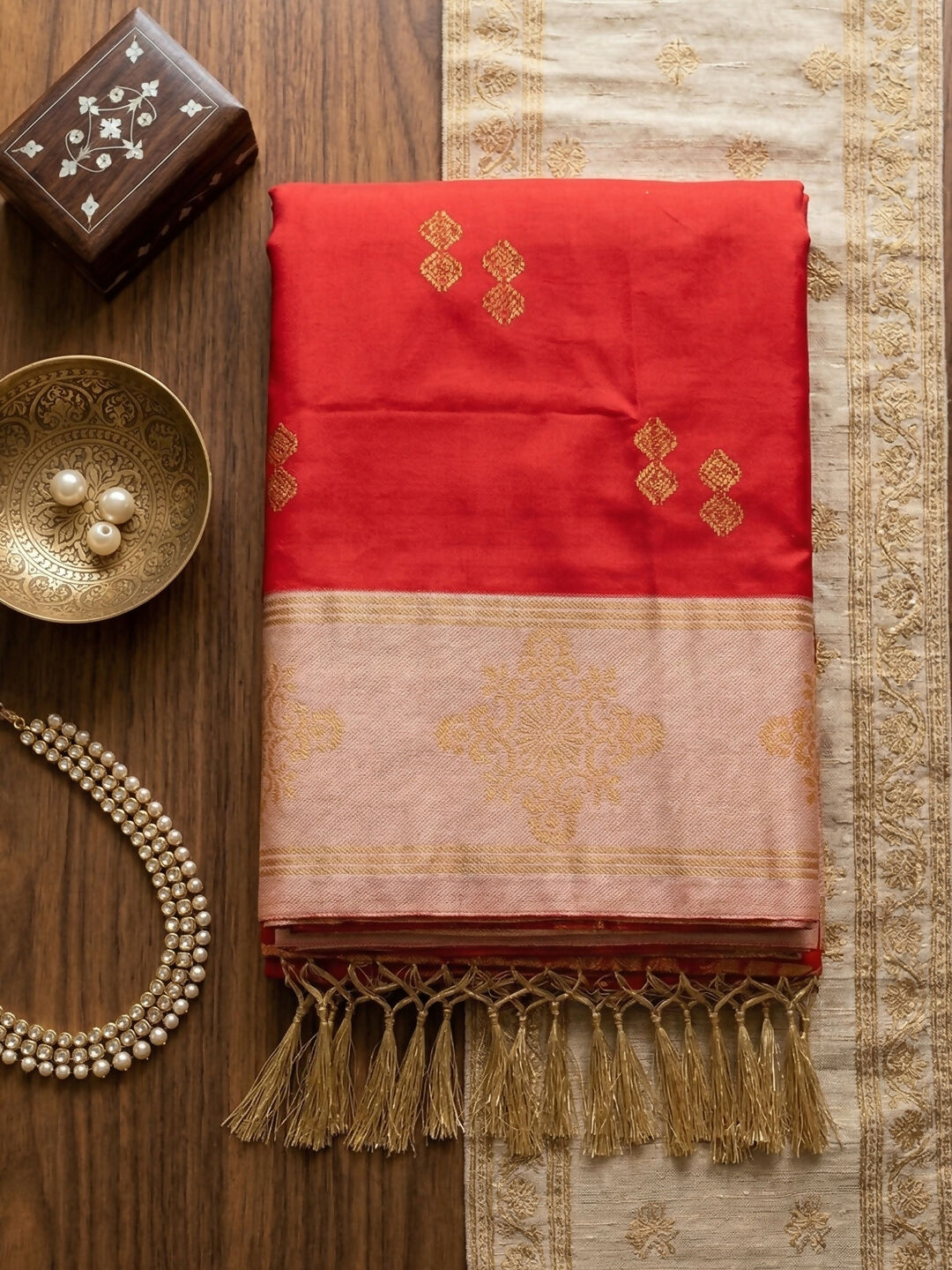 Shree Shyam Fashion Red Soft Silk Saree