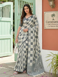 Shree Shyam Fashion Off White Linen Cotton Saree