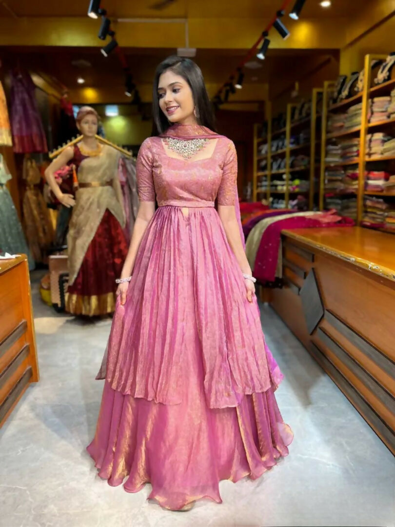 Teeya Creation Pink Color Fendy Satin Heavy Embroidery Work Wedding Wear Stitched Lehenga Choli