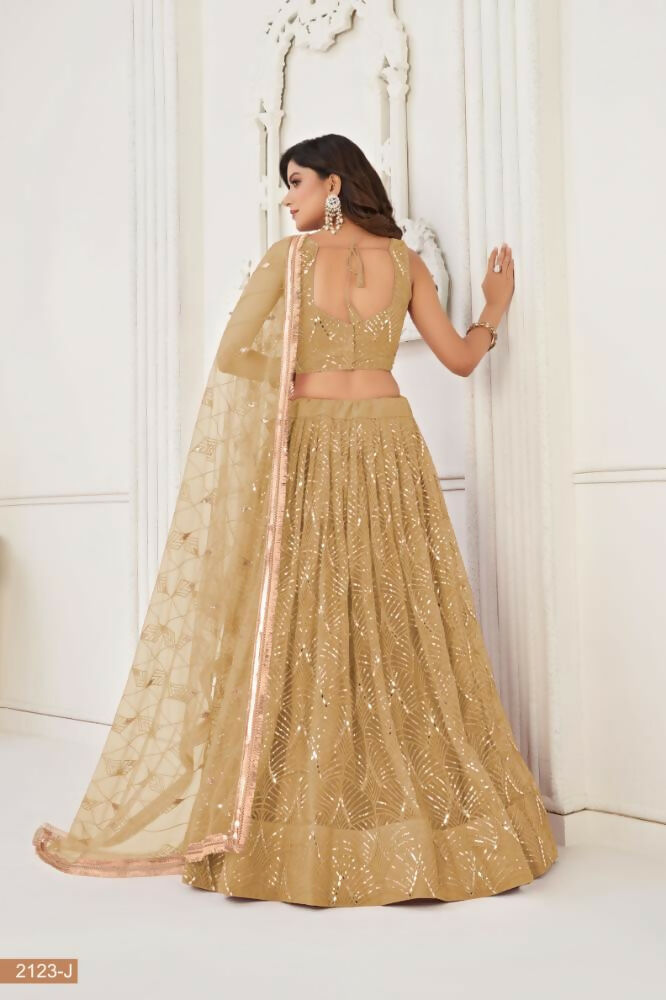 Aastha Fashion Chiku Butterfly Net Tone To Tone Thread Work, Sequence Work And Original Mirror Work Embroidery Wedding Wear Lehenga Choli