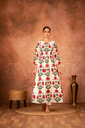 Joban Fashion Red Rose Floral Hand Block Printed Cotton Kurta Pant Set