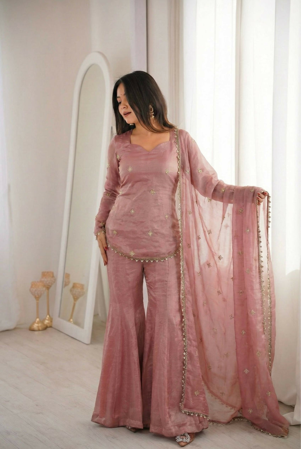 Teeya Creation Peach Fendy Silk Trending Party Wear Salwar Suit