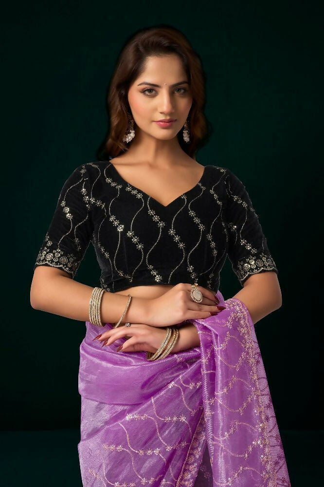 Joban Fashion Lavender Net Party Wear Sarees